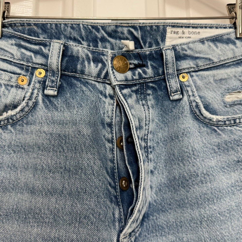 Rag & Bone Andi Distressed High Waist Wide Leg Ankle Jeans Malvern Size 27 - Picture 5 of 14